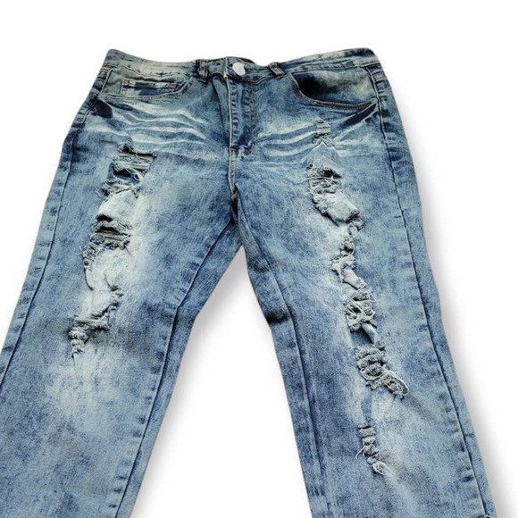 AQ American Quality Denim High Rise Straight Distressed Dyed Jeans Women Sz 20 - Picture 2 of 6